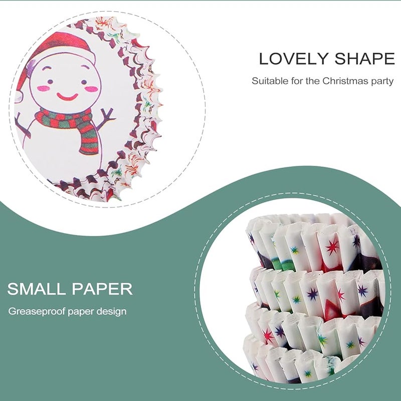 Christmas Bell Snowman Pattern Heat Resistant Greaseproof Baking Cups 400 Pcs Disposable Muffin Liners - Image 3